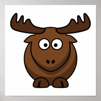 Funny Cartoon Moose Poster
