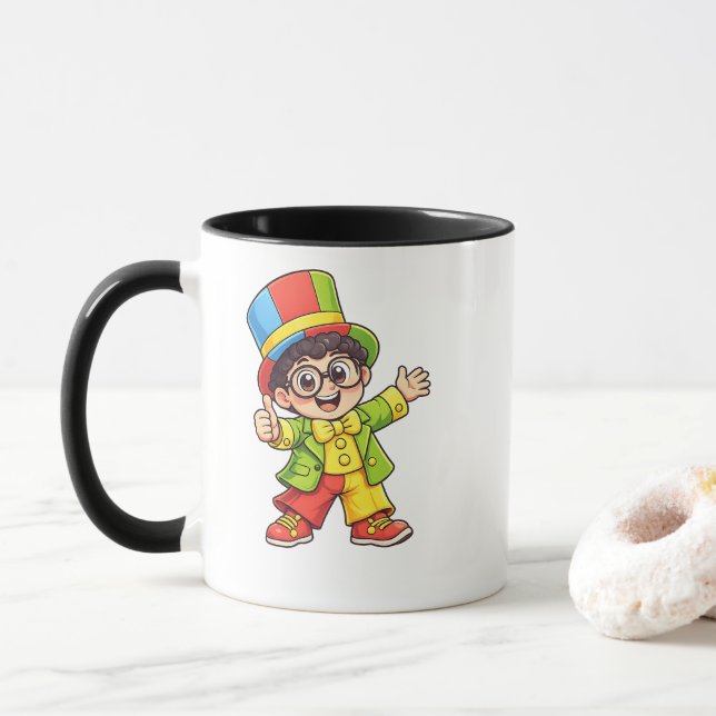 Funny Cartoon Mug – Cute Colourful Character Desig (With Donut)