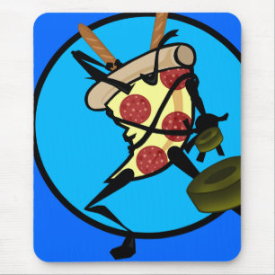 FUNNY CARTOON NINJA PIZZA MOUSE PAD