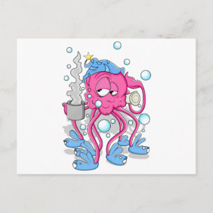 Funny Cartoon Octopus Postcard