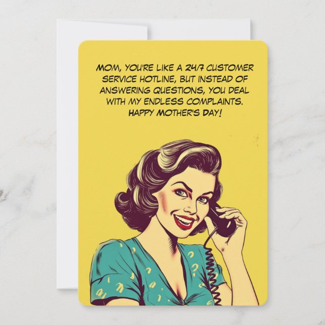 Funny Cartoon of Mum on Phone | Mother's Day Card (Front)