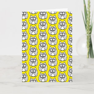 Funny Cartoon Owls Cartoon Yellow Card