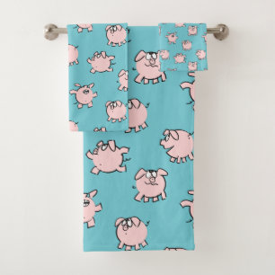 Funny Cartoon Pattern Pig Year Choose Colour Bath  Bath Towel Set