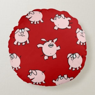 Funny Cartoon Pattern Pig Year Choose Colour Round Cushion