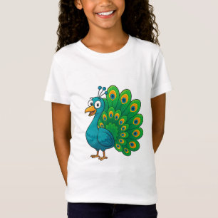 Funny Cartoon Peacock with Colourful Tail T-Shirt