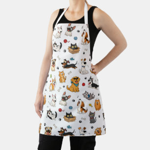Funny Cartoon Pets Pattern Apron   Cute Cats & Dog