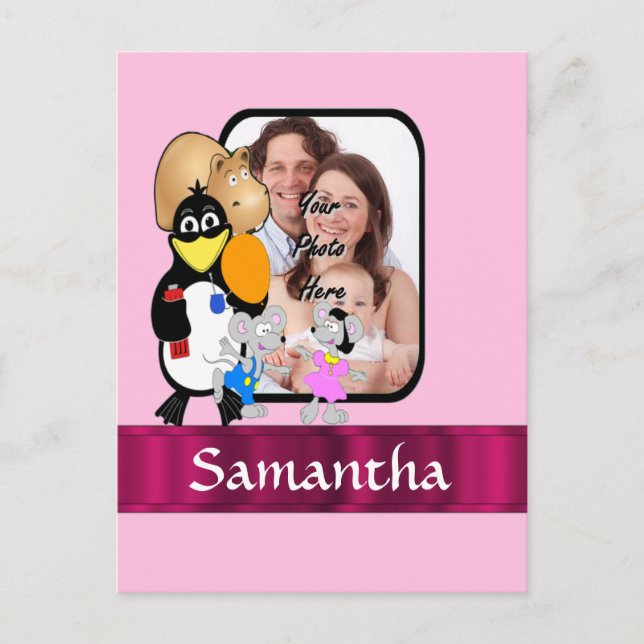 Funny cartoon photo background postcard (Front)