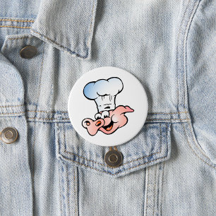 Funny Cartoon Pig Chef with Hat 7.5 Cm Round Badge