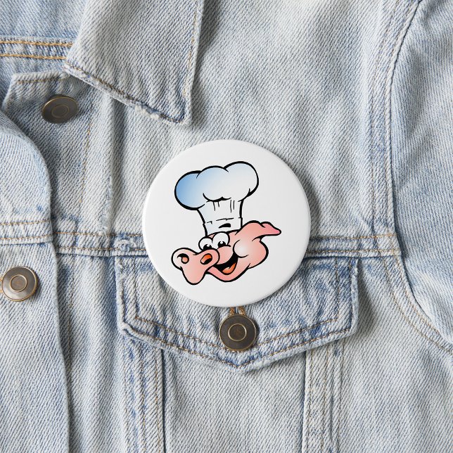 Funny Cartoon Pig Chef with Hat  7.5 Cm Round Badge (Creator Uploaded)