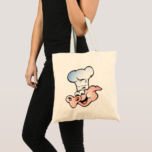 Funny Cartoon Pig Chef with Hat  Tote Bag