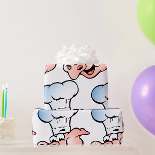 Funny Cartoon Pig Chef with Hat  Wrapping Paper