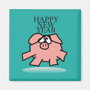Funny Cartoon Pig Year 2019 Choose Colour Magnet