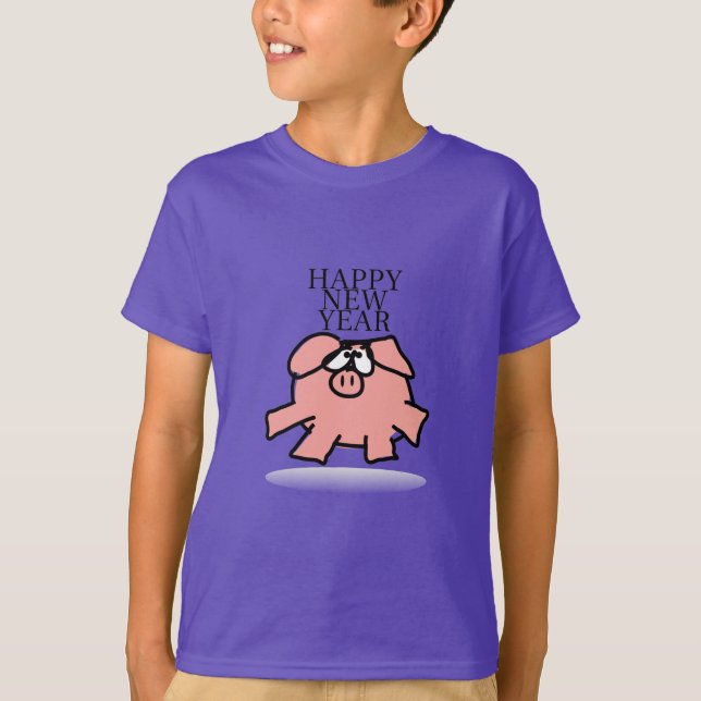 Funny Cartoon Pig Year 2019 Kids Tee (Front)