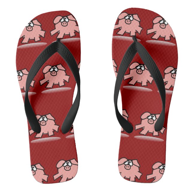 Funny Cartoon Pig Year Birthday Choose colour MFF Jandals (Footbed)