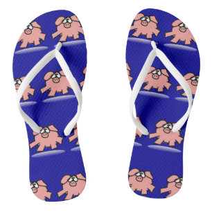Funny Cartoon Pig Year Birthday Choose colour WFF Jandals