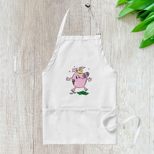 Funny Cartoon Piggy Bank Losing Money Standard Apron
