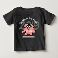 Funny Cartoon Pink Pig 2019 Personalised Baby Tee