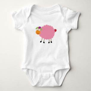 Funny cartoon pink sheep baby bodysuit
