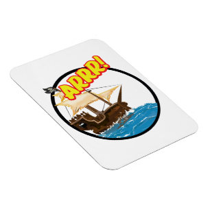 Funny cartoon Pirate ship  Magnet