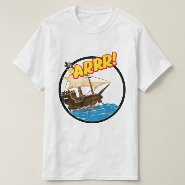 Funny cartoon Pirate ship  T-Shirt (Design Front)