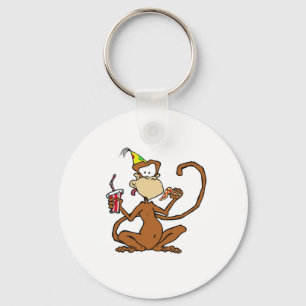 Funny Cartoon Pizza Monkey Key Ring