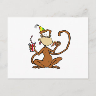 Funny Cartoon Pizza Monkey Postcard