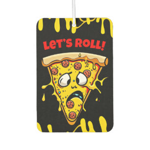 Funny Cartoon Pizza Slice with Custom Text Car Air Freshener