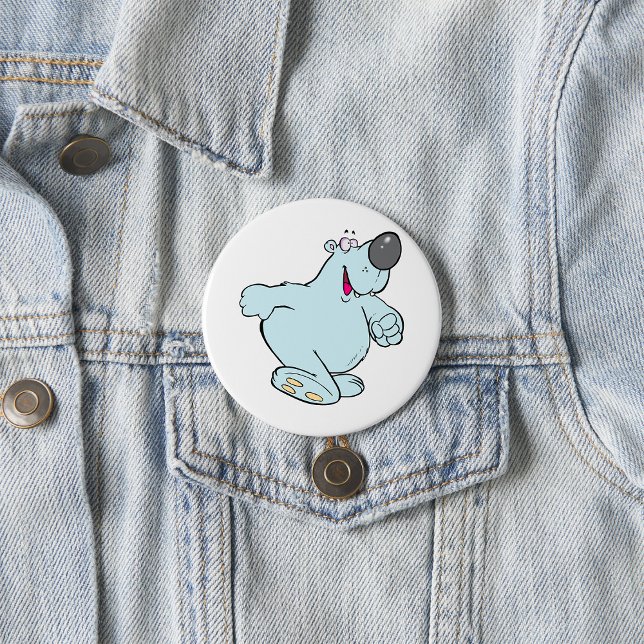Funny Cartoon Polar Bear Cute Blue Character  7.5 Cm Round Badge (Creator Uploaded)
