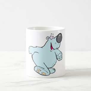 Funny Cartoon Polar Bear Cute Blue Character Coffee Mug