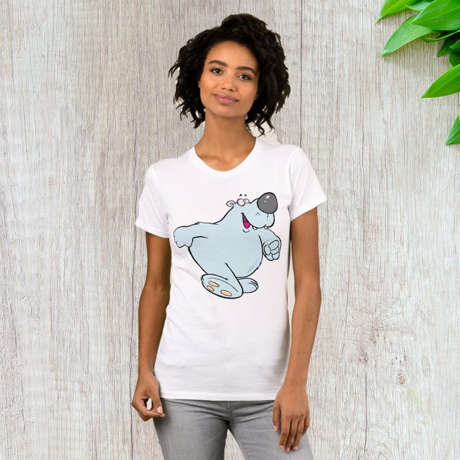 Funny Cartoon Polar Bear Cute Blue Character  T-Shirt (Creator Uploaded)