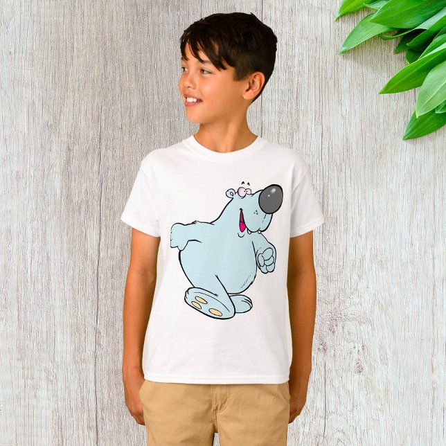 Funny Cartoon Polar Bear Cute Blue Character  T-Shirt (Creator Uploaded)