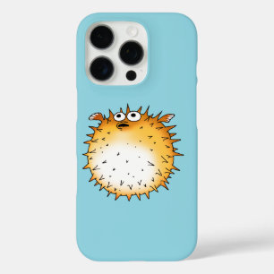 Funny Cartoon Puffer Fish Design iPhone 16 Pro Case