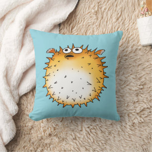 Funny Cartoon Puffer Fish Design Cushion