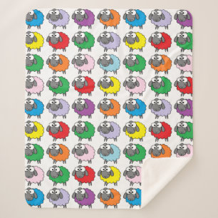 Funny Cartoon Rainbow Sheep Sherpa Blanket