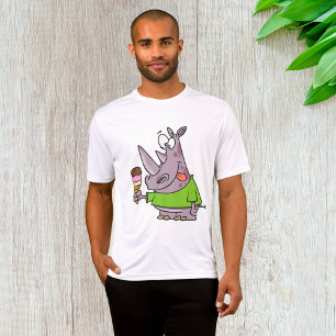 Funny Cartoon Rhino Eating Ice Cream Cute Animal T-Shirt
