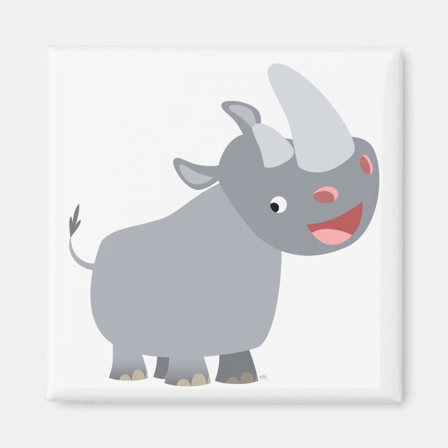 Funny Cartoon Rhino Magnet (Front)