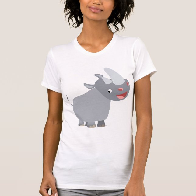 Funny Cartoon Rhino Women T-shirt (Front)