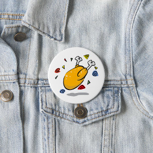 Funny Cartoon Roast Chicken Falling 7.5 Cm Round Badge