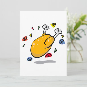 Funny Cartoon Roast Chicken Falling Invitation