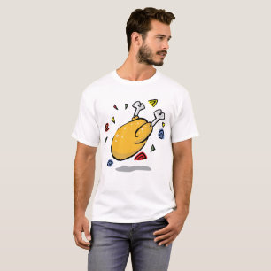 Funny Cartoon Roast Chicken Falling T-Shirt