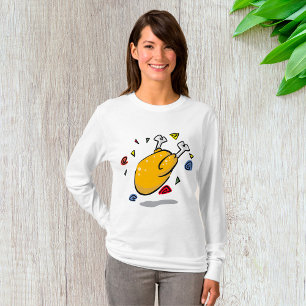 Funny Cartoon Roast Chicken Falling T-Shirt