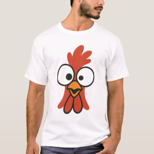 Funny Cartoon Rooster Face with Googly Eyes T-Shirt