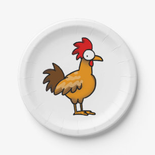 Funny Cartoon Rooster Illustration   Paper Plate