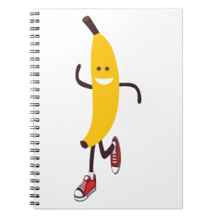 Funny Cartoon Running Banana Spiral Notebook