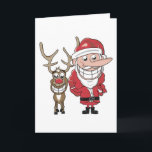 Funny Cartoon Santa and Rudolph Holiday Card<br><div class="desc">A Humourous Cartoon Santa and Rudolph Sketch.</div>