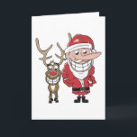 Funny Cartoon Santa and Rudolph Holiday Card<br><div class="desc">A Humourous Cartoon Santa and Rudolph Sketch.</div>