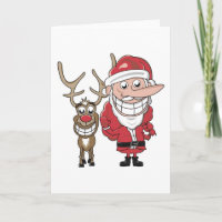 Funny Cartoon Santa and Rudolph