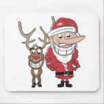 Funny Cartoon Santa and Rudolph Mouse Pad<br><div class="desc">A Humourous Cartoon Santa and Rudolph Sketch.</div>