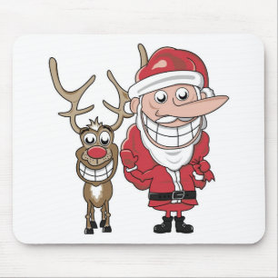 Funny Cartoon Santa and Rudolph Mouse Pad