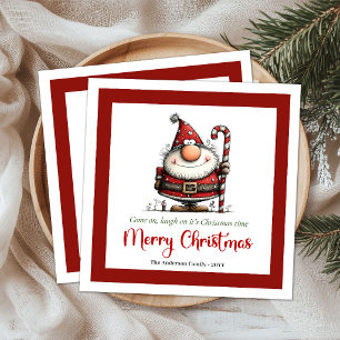 Funny Cartoon Santa Claus Minimalist Christmas  Napkin